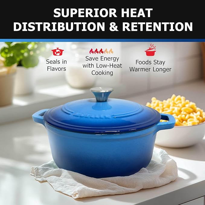 MUELLER HOME 4.5 QT Enameled Cast Iron Dutch Oven, Heavy-Duty Casserole Dish - Image 3