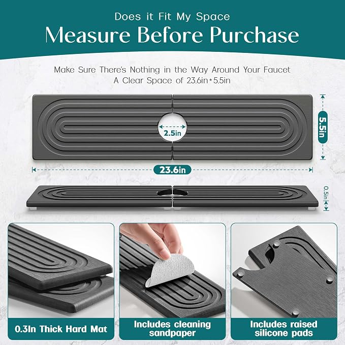 Large Faucet Mat for Kitchen Sink - Image 2