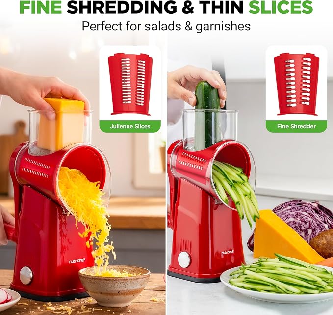 NutriChef 5 in 1 Cheese Grater & Shredder | 5 Different Blades - Image 4