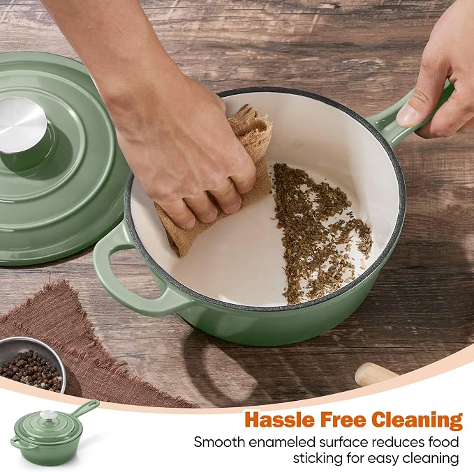Homikit 1 QT & 2 QT Saucepan Set, Enameled Cast Iron Saucepan - Image 7
