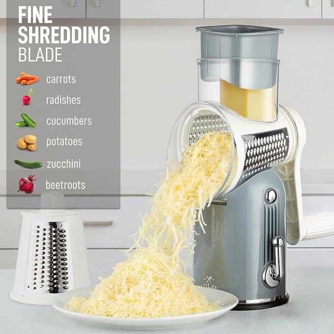Zulay Kitchen Rotary Cheese Grater 5 Blade Cheese Shredder - Image 6