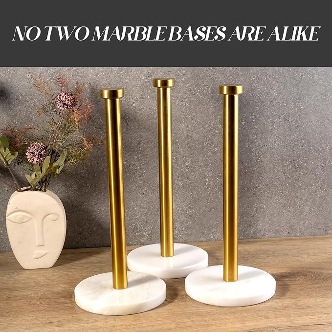 Koville African Genuine Marble Paper Towel Holder Countertop, - Image 6