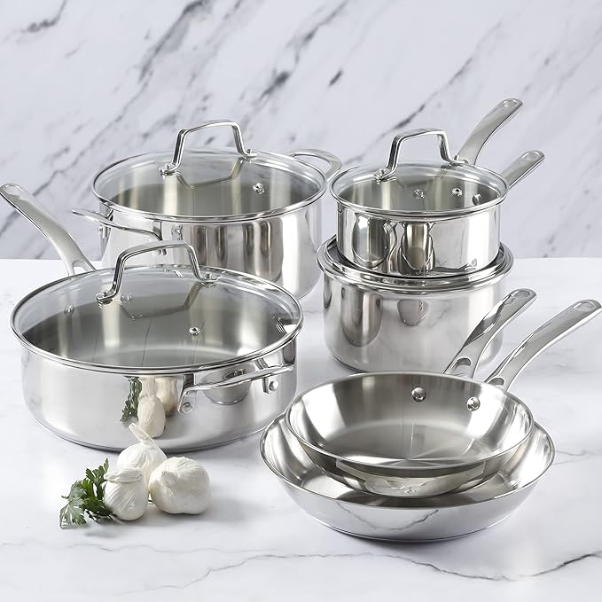 Martha Stewart Castelle 10 Piece 18/8 Durable Stainless Steel Induction Safe - Image 3