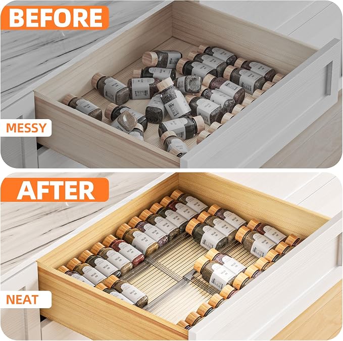 MUDEELA Clear Spice Drawer Organizer, 4 Tier- 2 Set Spice Rack - Image 7