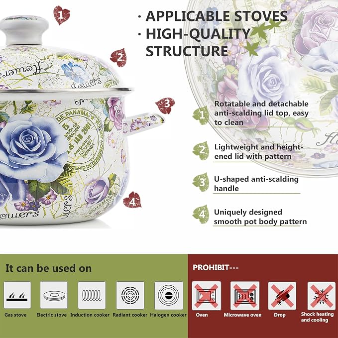 Retro Flower Enamel Stockpot - Image 2