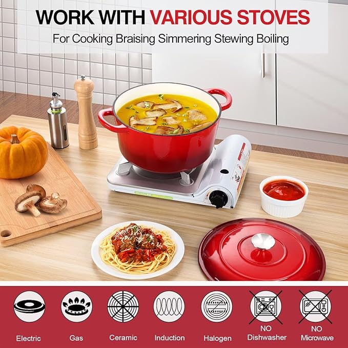 P&P CHEF 6QT Enameled Dutch Oven, Cast Iron Dutch Oven Pot - Image 4