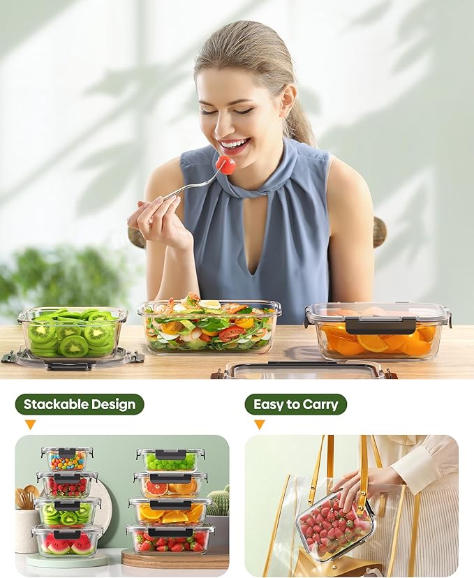KEMETHY 40 PCS Glass Food Storage Containers - Image 6
