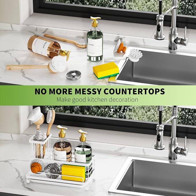 Cisily Stainless Steel Kitchen Sink Caddy Organizer, Sponge Holder - Image 6