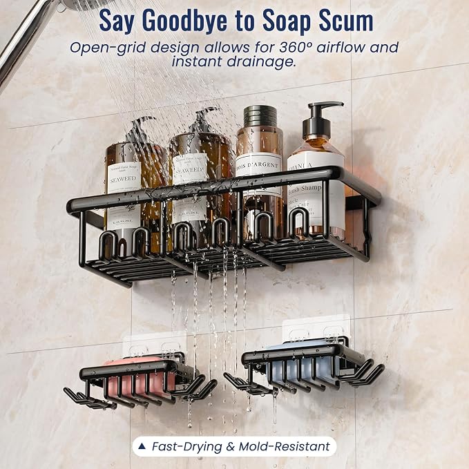 8 Pack Adhesive Rustproof Shower Shelves - Image 5