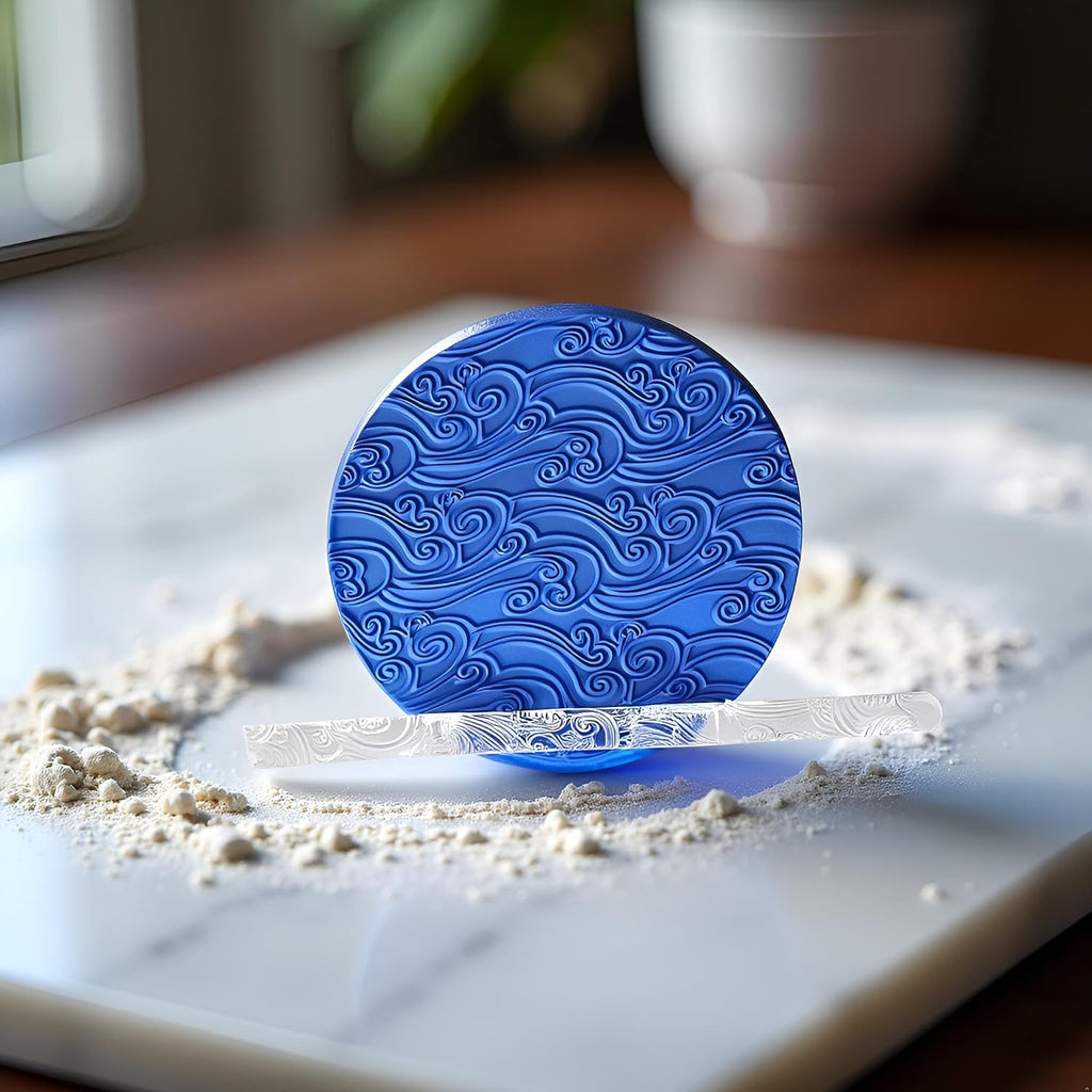 Embossing Acrylic Clear Rolling Pin Sea Wave Effect Texture Cake