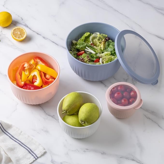 COOK WITH COLOR Prep Bowls with Lids- Wide and Deep Nesting Plastic Small - Image 5