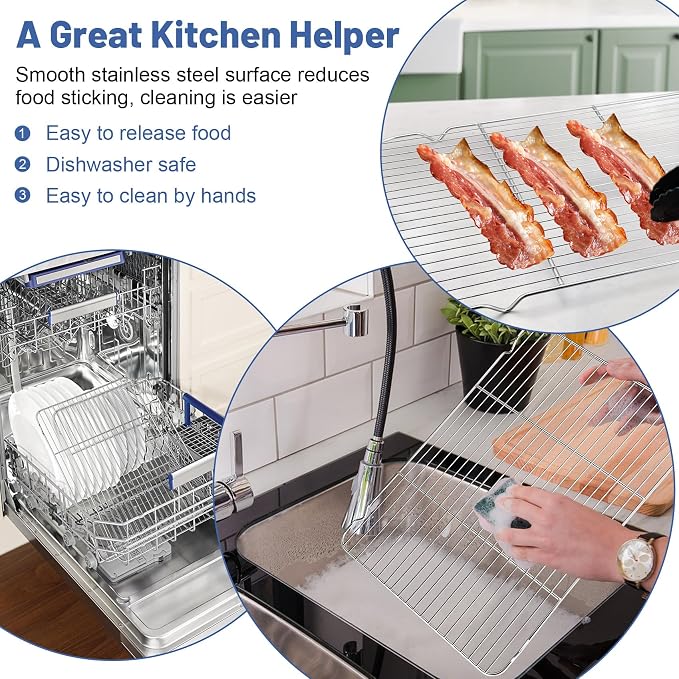 TeamFar Cooling Rack, 16.6” x 11.45” Stainless Steel Wire Baking Rack - Image 6