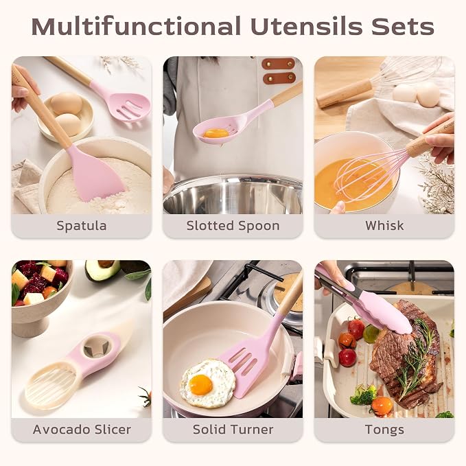 Astercook Kitchen Utensils set, 446°F Heat Resistant Food Grade Utensil Sets - Image 5