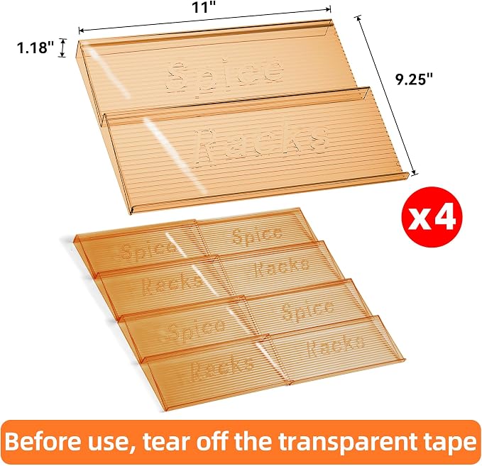 MUDEELA Clear Spice Drawer Organizer, 4 Tier- 2 Set Spice Rack - Image 4