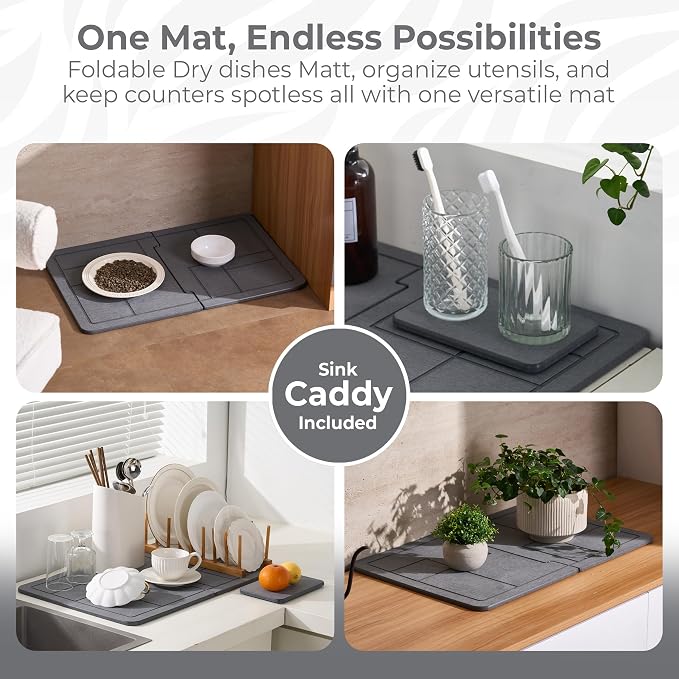 Large Stone Drying Mat for Kitchen Counter, Quick Dry Stone Dishes Mats - Image 5
