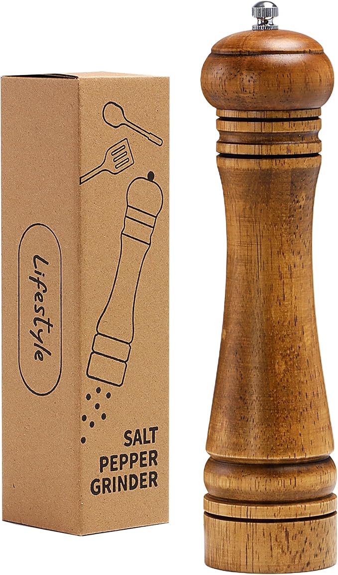 Wood Salt and Pepper Grinder, Salt Grinder and Pepper Mill, Oak Wood Shakers by MJINGMEI