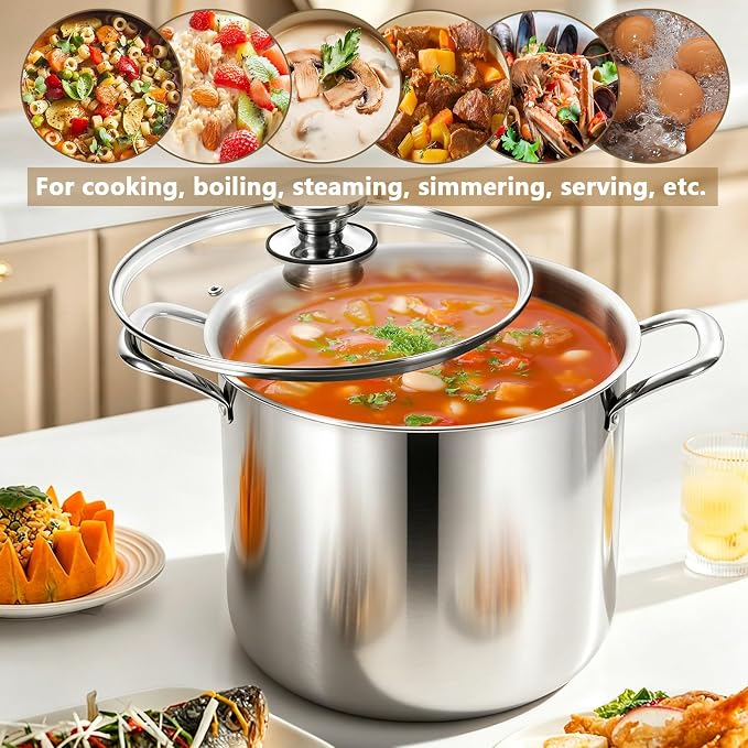 P&P CHEF 12 Quart Tri-Ply Stainless Steel Stockpot, Stock Pot - Image 6