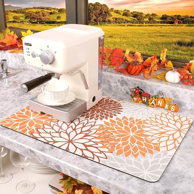 Findosom 2PCS 16" x 24" Fall Dish Drying Mat & 24" x 5.5" Sink Splash Guard - Image 8