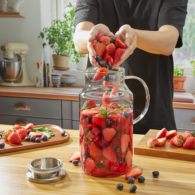 1 Gallon Glass Pitcher with Lid and Handle, Glass Water Carafe - Image 7