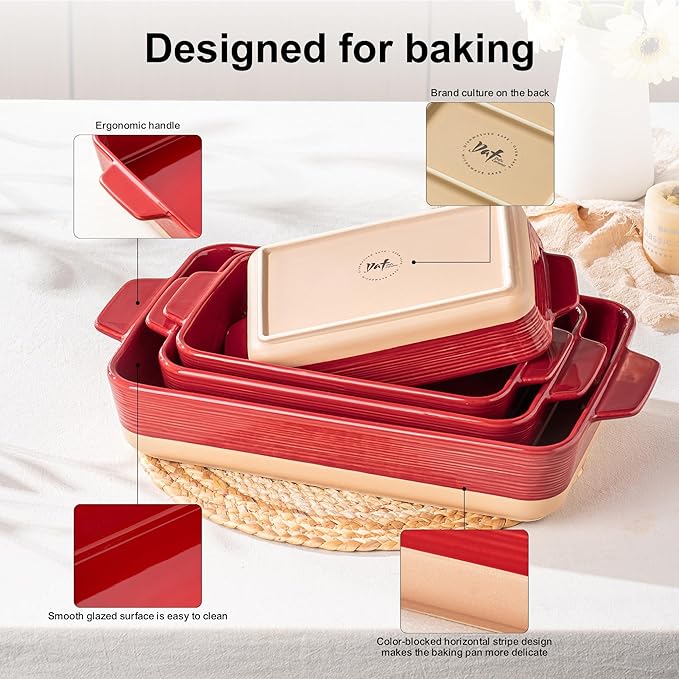 Dafuceramic Casserole Dishes for Oven, Baking Dishes, Ceramic Bakeware Sets of 4 - Image 6