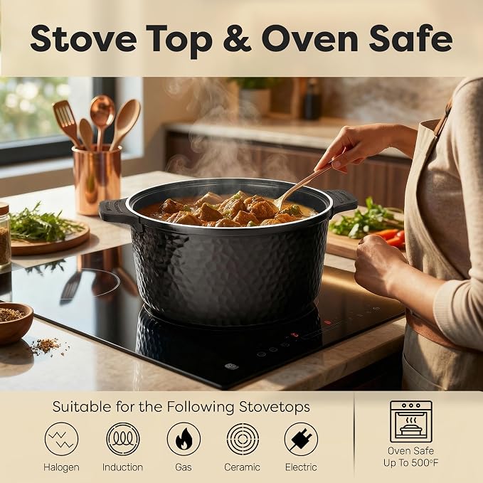 Gotham Steel Hammered 5 Qt Lightweight Dutch Oven Pot - Image 7