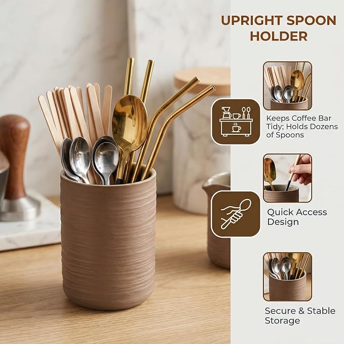 Ceramic Spoon Holder for Coffee Bar, Upright Tea Spoon Holder Cup, Coffee - Image 2