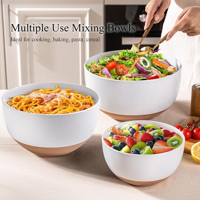AmorArc Ceramic Mixing Bowls|Nesting Bowls Set of 3 - Image 3