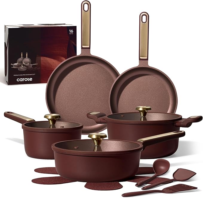 CAROTE Pots and Pans Set Nonstick, Dishwasher, RV/Camping Cookware Set by CAROTE