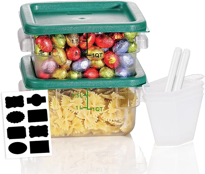 2QT NSF Food Storage Containers: 2 PCS Commercial Clear Square Food Storage by SVKLHY