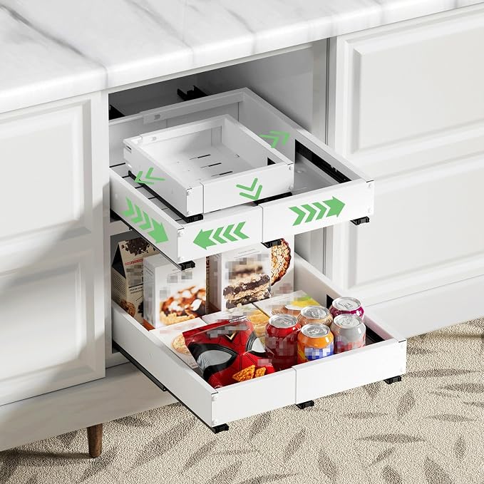 2 Pack Pull out Cabinet Organizer, Width Depth, - Image 7