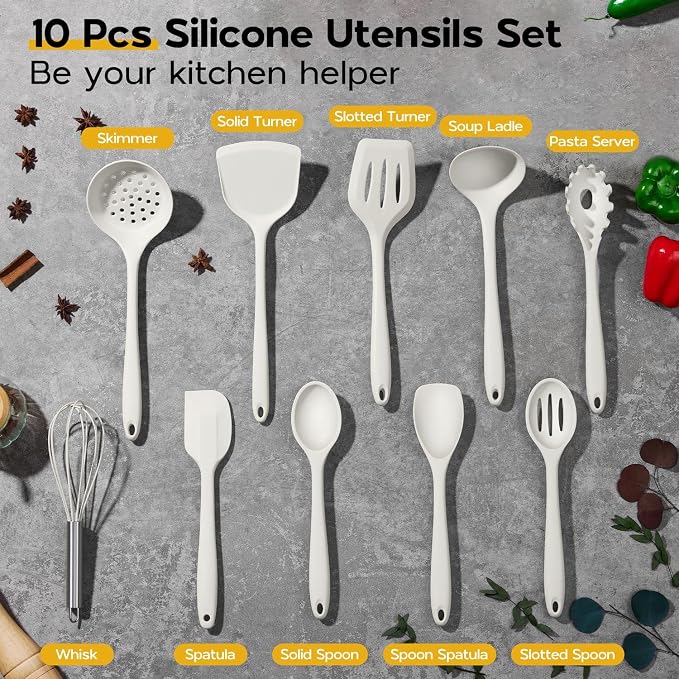 Onader Kitchen Cooking Utensils Set of 10, Silicone Utensils Set - Image 2