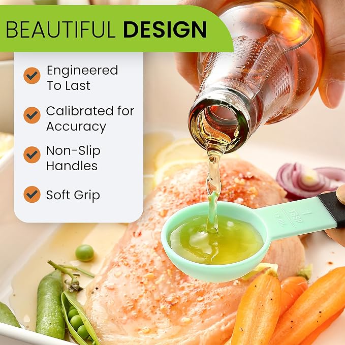 Spring Chef Mint Magnetic Measuring Cups and Spoons Set of 9, Stackable Plastic - Image 5