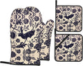 Bats and Flower Oven Mitts and Pot Holders Sets of 4,Resistant Hot