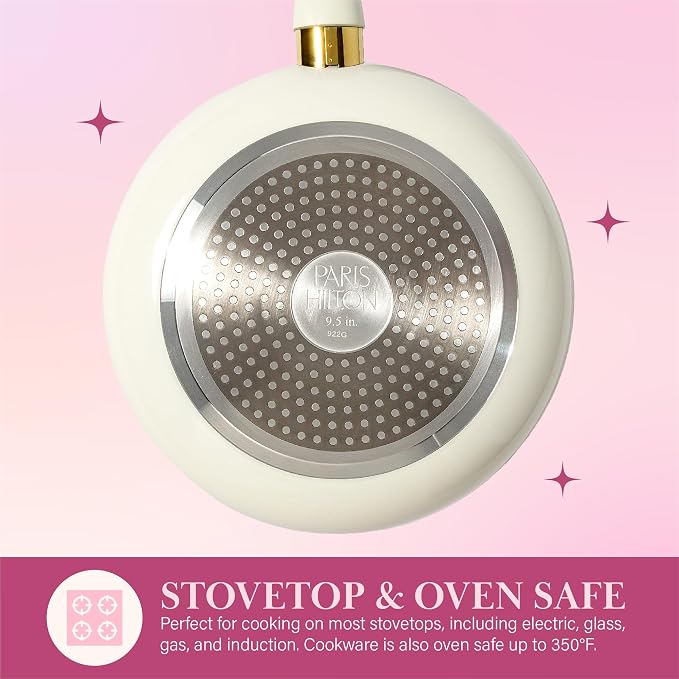Paris Hilton Epic Nonstick Pots and Pans Set, Tempered Glass Lids, Soft Touch - Image 6