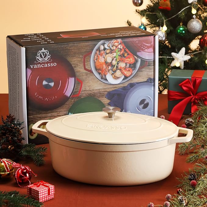 vancasso Enameled Cast Iron Dutch Oven, 9.3 Quart Dutch Oven Pot - Image 7