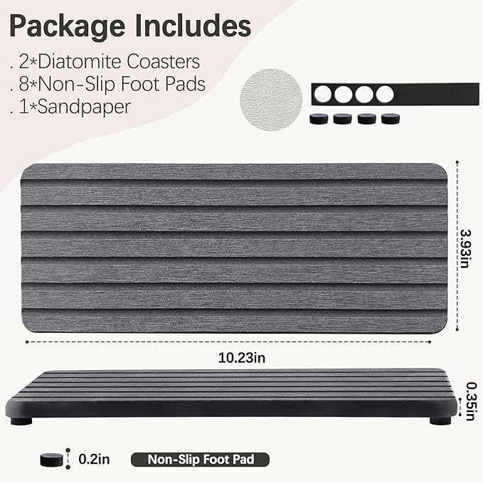 NiuYichee 2 PCS Water Absorbent diatomite Coasters, 10.2" x 4" Water Absorbing - Image 5
