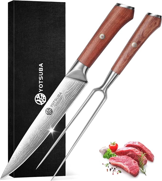 YOTSUBA Japanese Carving Knife and Fork Set, Razor-Sharp German Stainless Steel by ExperiencethetrueessenceofJapanesecraftsmanshipandprecisionwiththeYotsubaKnife-embodyingthespiritofJapanineveryslice