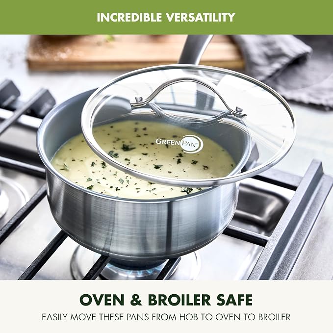 GreenPan Stainless Steel Treviso 2.1QT Saucepan - Image 6
