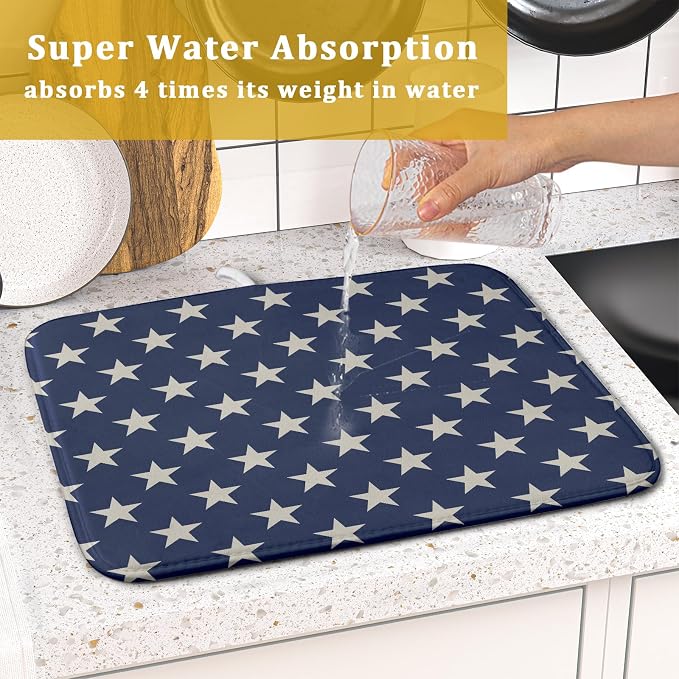 Patriotic July of 4th Blue Star Dish Drying Mat - Image 7