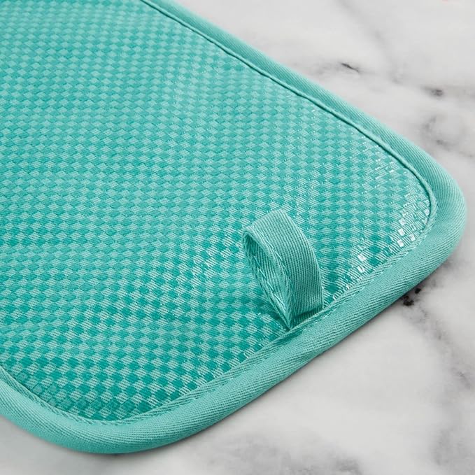 KitchenAid Gingham Pot Holder 2-Pack Set, Aqua Sky - Image 4