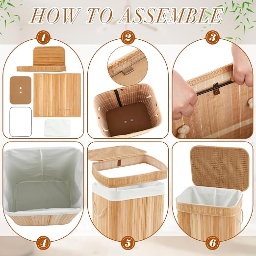2 Pack 21 Gallon Bamboo Slim Trash Can - Image 3