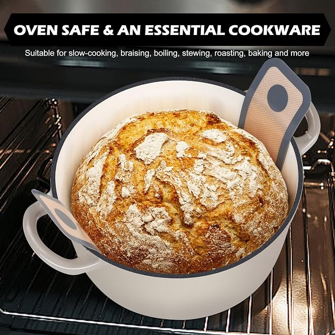 TeamFar 5Qt Dutch Oven, Enameled Cast Iron Dutch Oven - Image 6