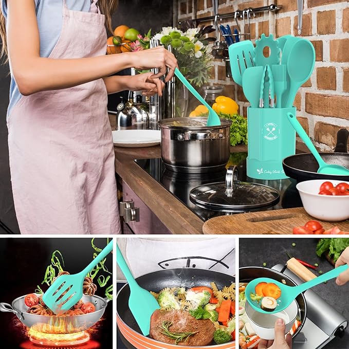Silicone Kitchen Utensils Set, 16-Piece Silicone Cooking Utensils by Deedro - Image 5