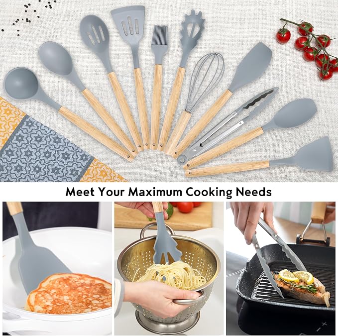 19 PCS Kitchen Cooking Utensils Set, 11 Pieces Silicone Cooking Utensils Set 6 - Image 3