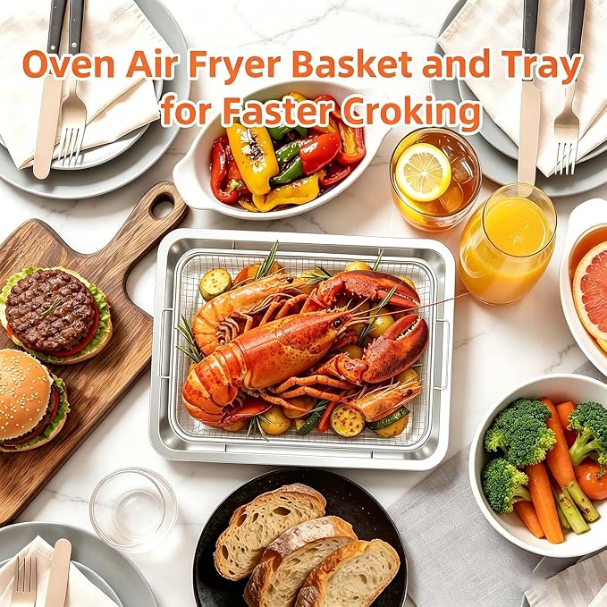 2Pcs Stainless Steel Oven Air Fryer Basket and Tray Replacement - Image 8