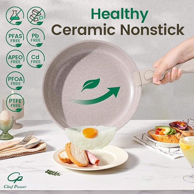 Chef Power Ceramic Nonstick Pots and Pans Set 19 Piece - Image 4