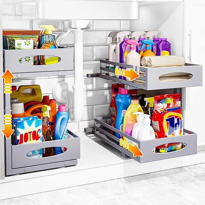 Under Sink Organizer, 2 Tier Under Sink Organizers and Storage, Adjustable by MIXESHOP