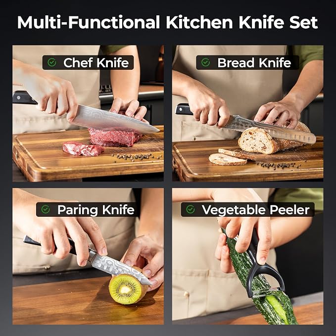 CoquusAid Kitchen Knives Set, Razor Sharp High Carbon Stainless Steel Knife Set - Image 2