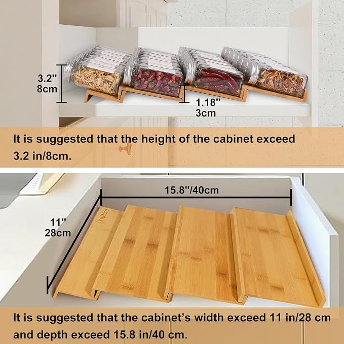 Spice Drawer Organizer with 24 Spice Jars, 216 Labels, 25 Non-slip Rubber - Image 2