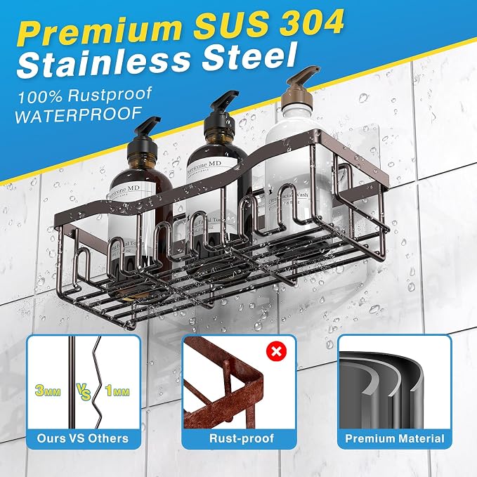 EUDELE Shower Caddy 2 Pack, Adhesive Organizer - Image 5